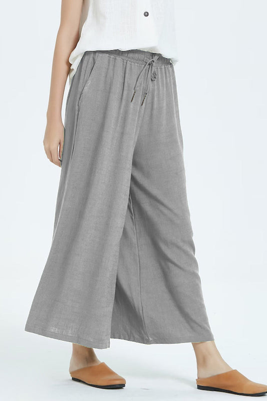 LD Casual simplicity solid make old loose high waist wide leg plain color shorts (8 colors)