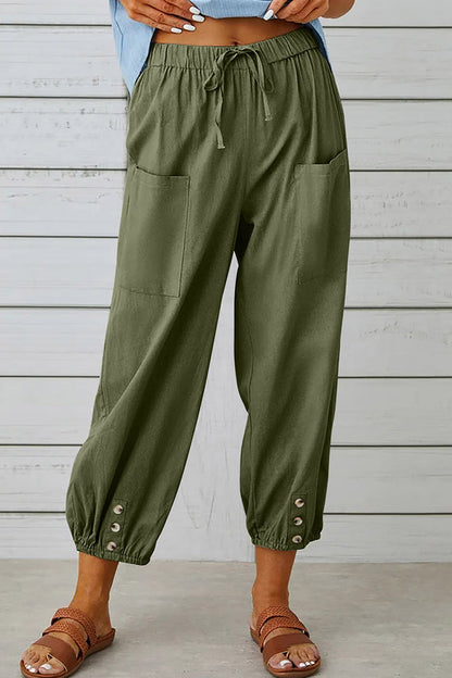 LD Casual Solid Pocket Loose High Waist Wide Leg Solid Color Pants (10 Colors)