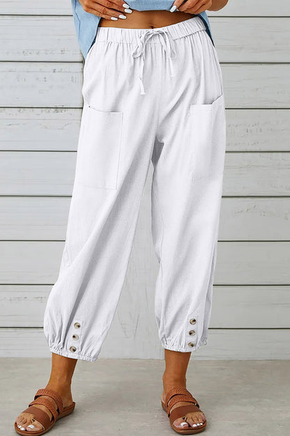LD Casual Solid Pocket Loose High Waist Wide Leg Solid Color Pants (10 Colors)