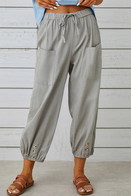 LD Casual Solid Pocket Loose High Waist Wide Leg Solid Color Pants (10 Colors)