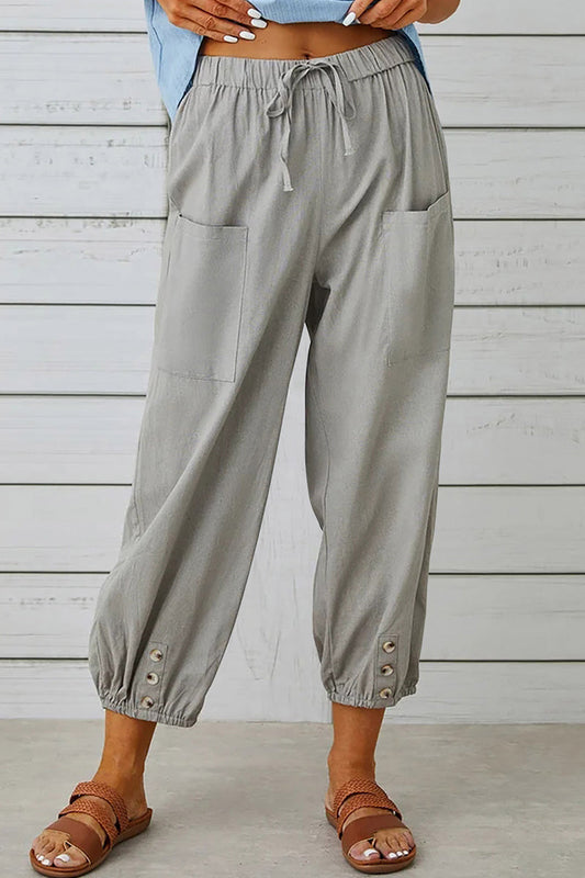 LD Casual Solid Pocket Loose High Waist Wide Leg Solid Color Pants (10 Colors)