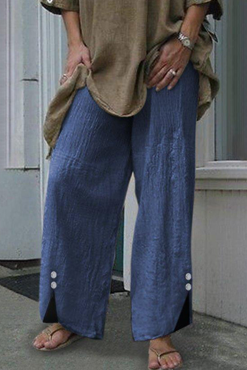 Casual Solid Buttons Loose Mid Waist Straight One-Color Underpants