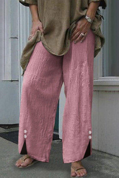 Casual Solid Buttons Loose Mid Waist Straight One-Color Underpants