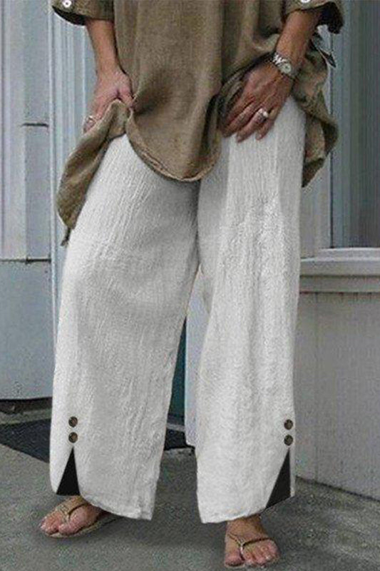 Casual Solid Buttons Loose Mid Waist Straight One-Color Underpants