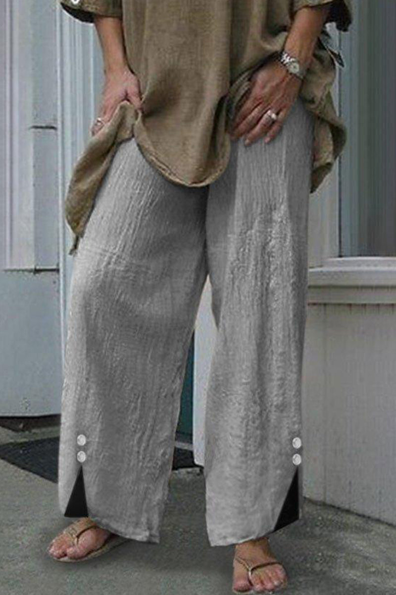 Casual Solid Buttons Loose Mid Waist Straight One-Color Underpants