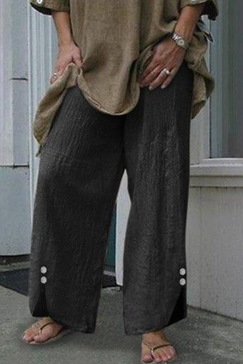 Casual Solid Buttons Loose Mid Waist Straight One-Color Underpants