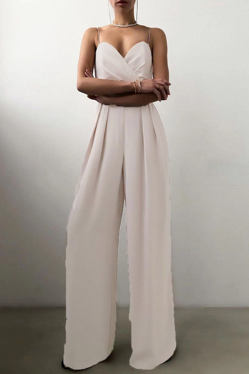 LD Fashion casual solid patchwork V-neck loose jumpsuits (6 colours)