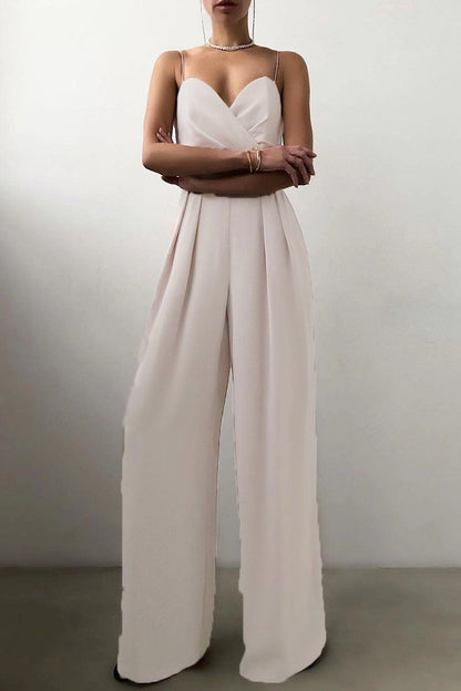 LD Fashion casual solid patchwork V-neck loose jumpsuits (6 colours)