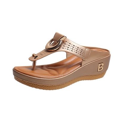ADELAIDE - Leather Wedge Sandals
