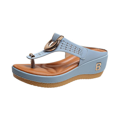 ADELAIDE - Leather Wedge Sandals