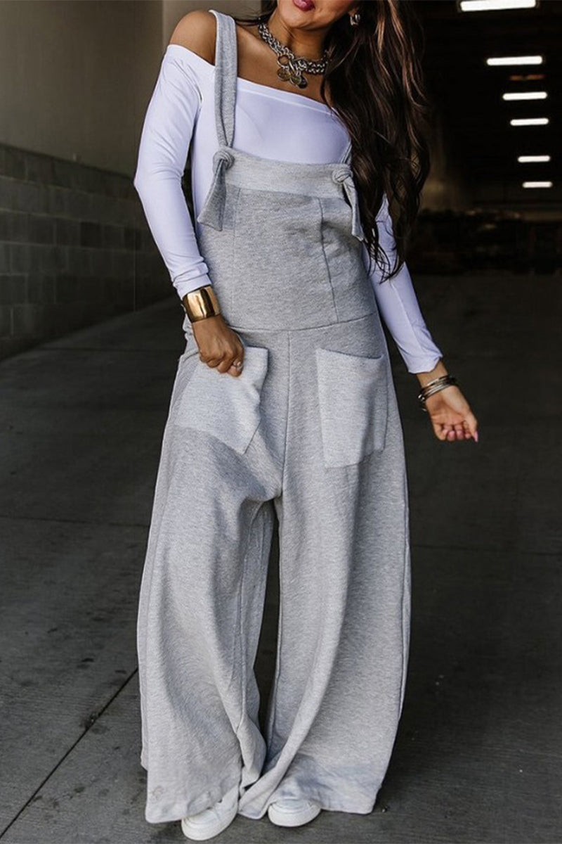 Casual solid color pocketed loose-fitting jumpsuits (6 colors)
