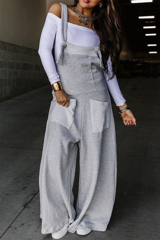 Casual solid color pocketed loose-fitting jumpsuits (6 colors)