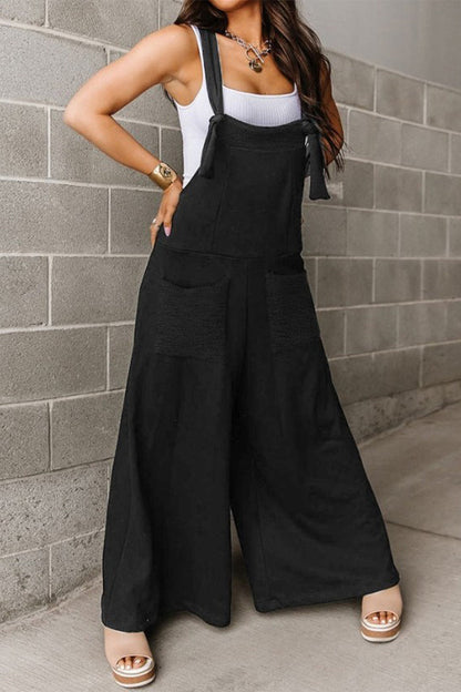 Casual solid color pocketed loose-fitting jumpsuits (6 colors)