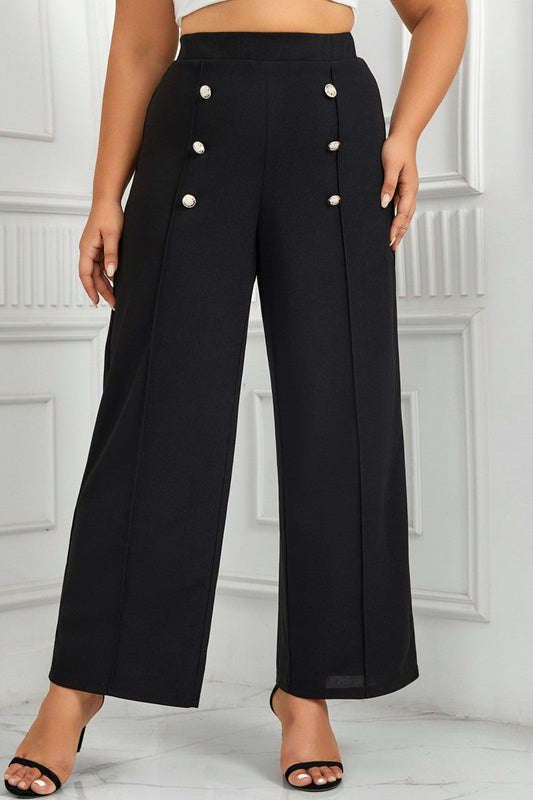 LD Solid Patchwork Plus Size Pants