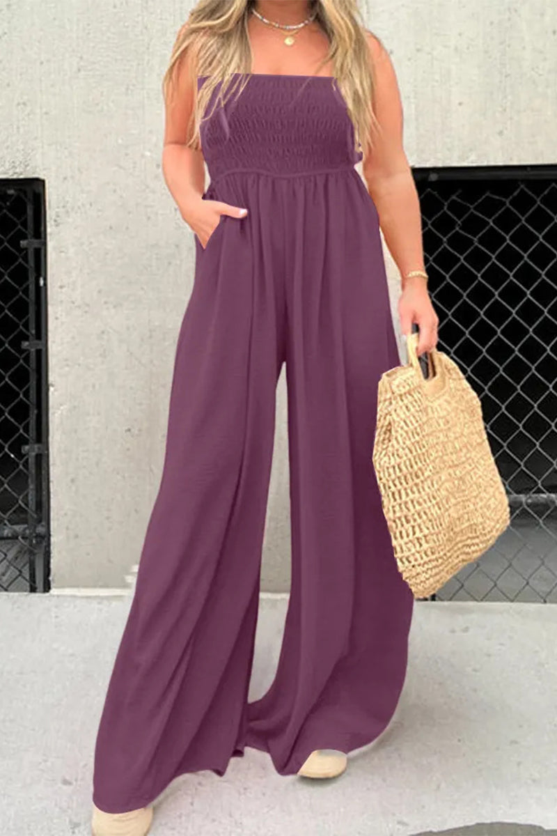LD Simplicity Solid Pocket Collar Loose Jumpsuits (6 colors)