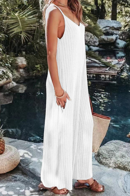 LD Simplicity Solid Backless V Neck Loose Jumpsuits (6 colors)