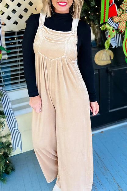 Casual solid-colour jumpsuits with square collar and loose fit