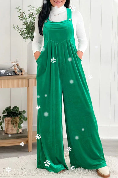 Casual solid-colour jumpsuits with square collar and loose fit
