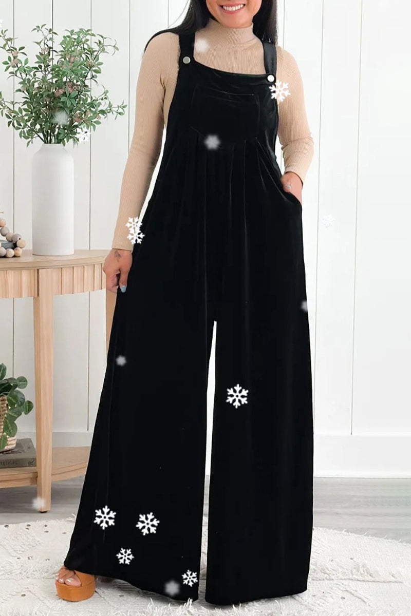 Casual solid-colour jumpsuits with square collar and loose fit