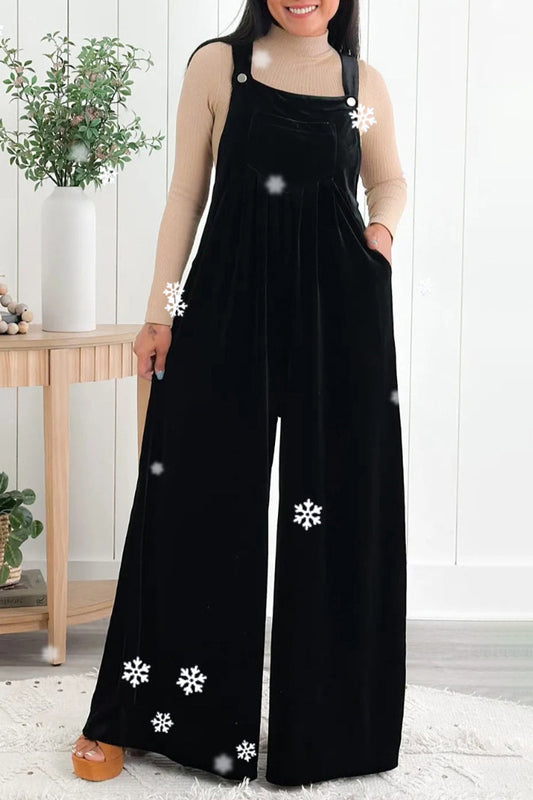 Casual solid-colour jumpsuits with square collar and loose fit