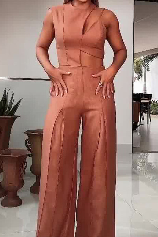 Straight Neck Regular Jumpsuits