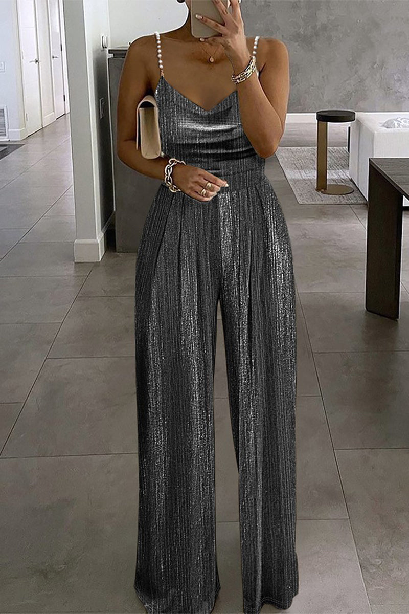 Casual solid beaded loose-fit jumpsuits (3 colors)