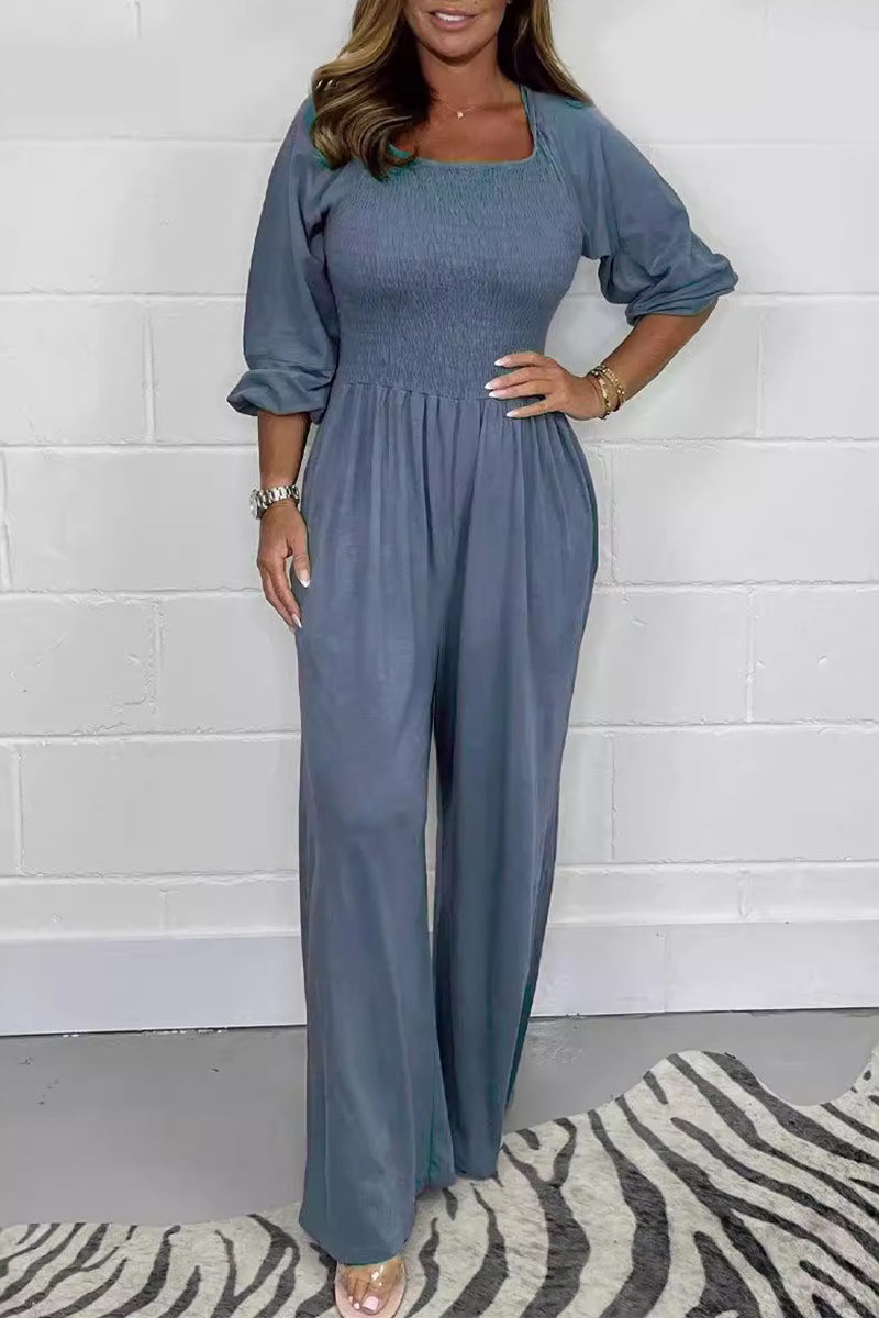 Casual fixed warehouses with square collar loose overalls
