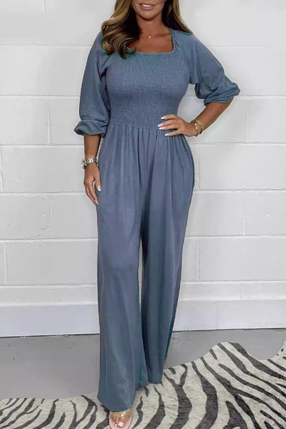 Casual fixed warehouses with square collar loose overalls