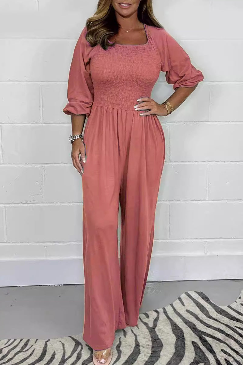 Casual fixed warehouses with square collar loose overalls