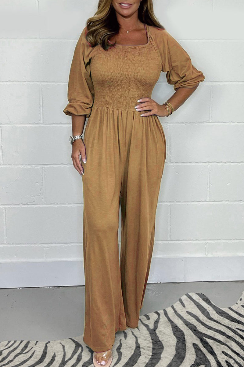 Casual fixed warehouses with square collar loose overalls