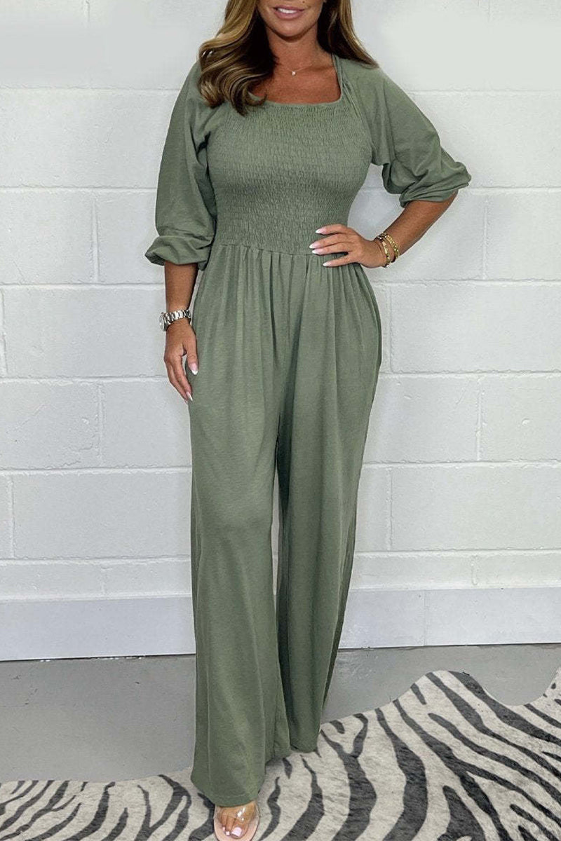 Casual fixed warehouses with square collar loose overalls