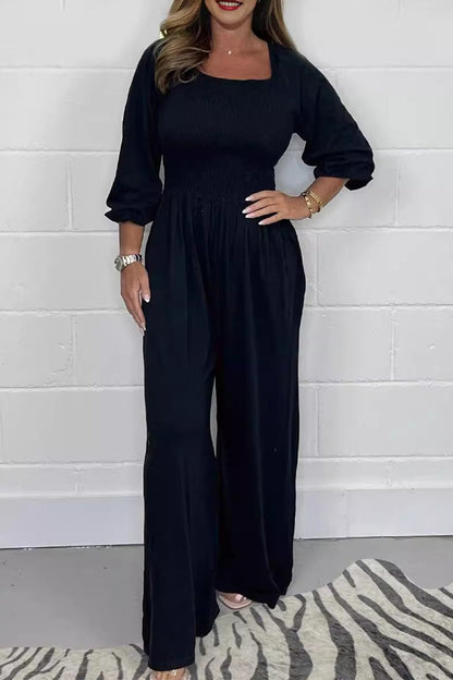 Casual fixed warehouses with square collar loose overalls