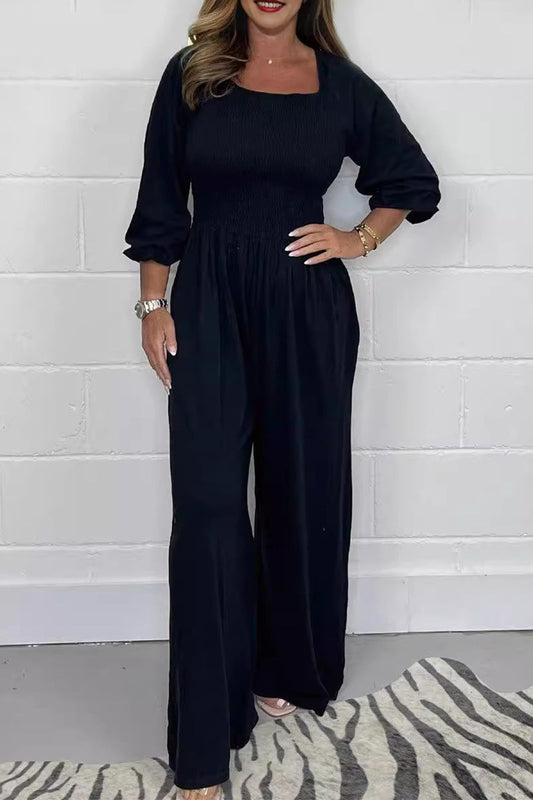 Casual fixed warehouses with square collar loose overalls