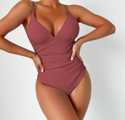 LolaBeach - Plain deep V-neck swimsuit