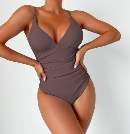LolaBeach - Plain deep V-neck swimsuit