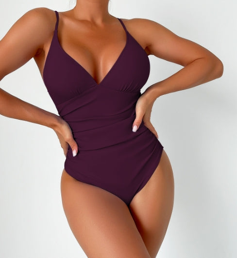 LolaBeach - Plain deep V-neck swimsuit
