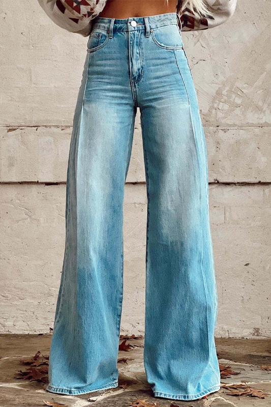 Casual Street solid color distressed buttons loose high waist wide leg solid color shorts