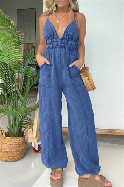 Sexy casual solid color spaghetti strapless jumpsuits (5 colors)