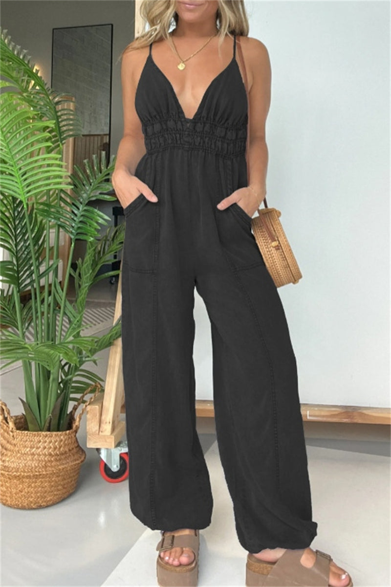 Sexy casual solid color spaghetti strapless jumpsuits (5 colors)