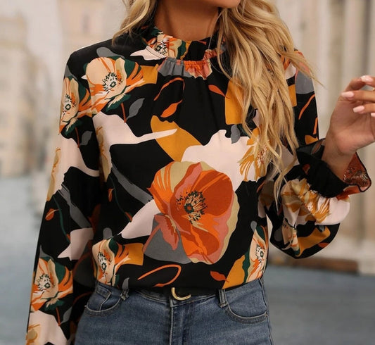 MonLu - Elegant floral blouse