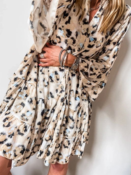 LD icy blue tunic dress with leopard