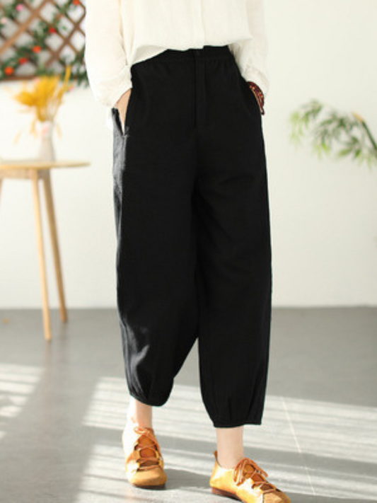 LD Fashion Casual Elastic Waist Loose Long Harem Pants
