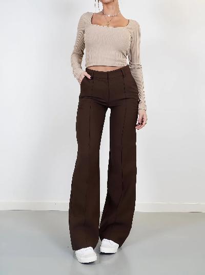 Casual band pleated pants for ladies
