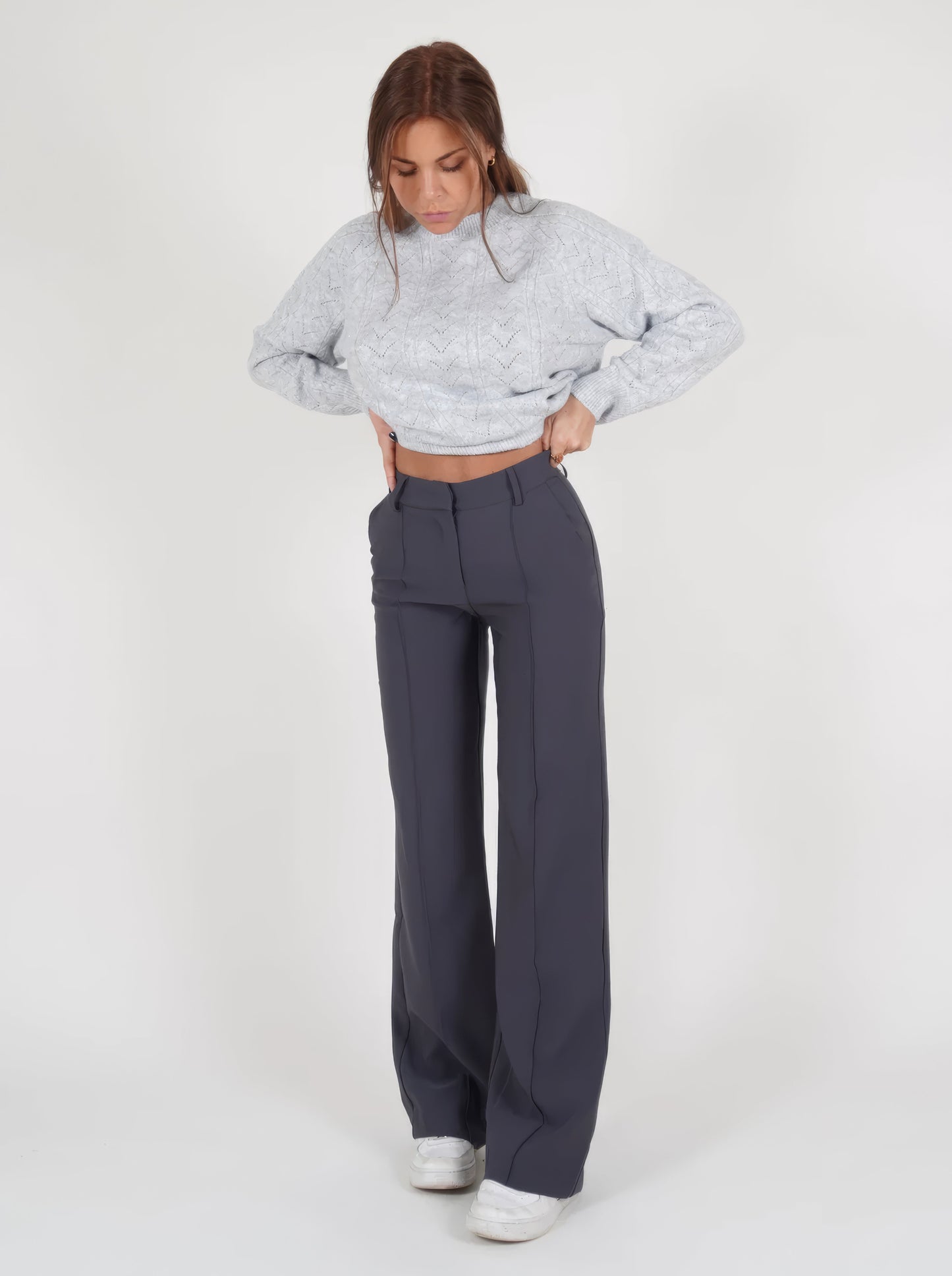 Casual band pleated pants for ladies