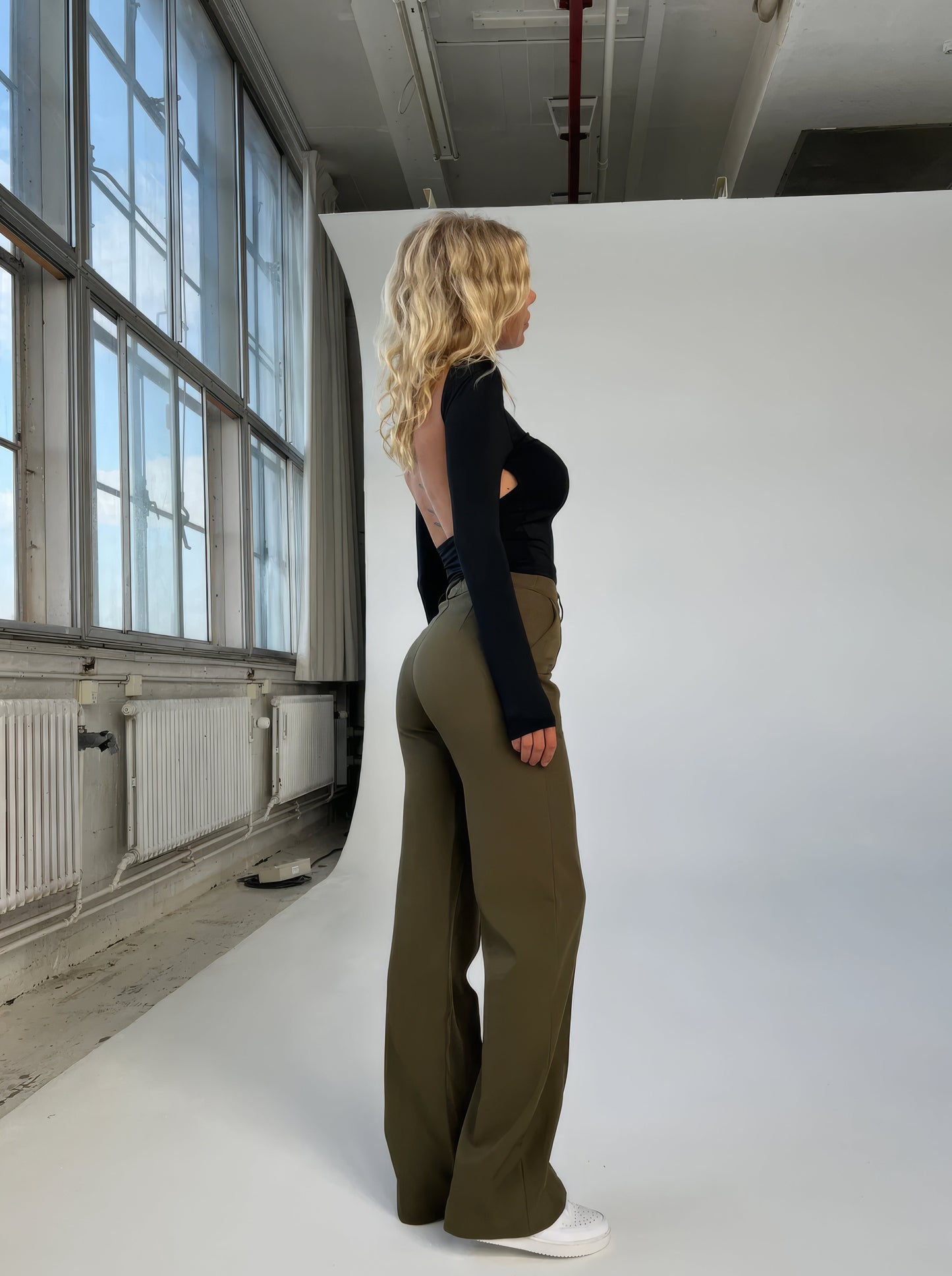 Casual band pleated pants for ladies