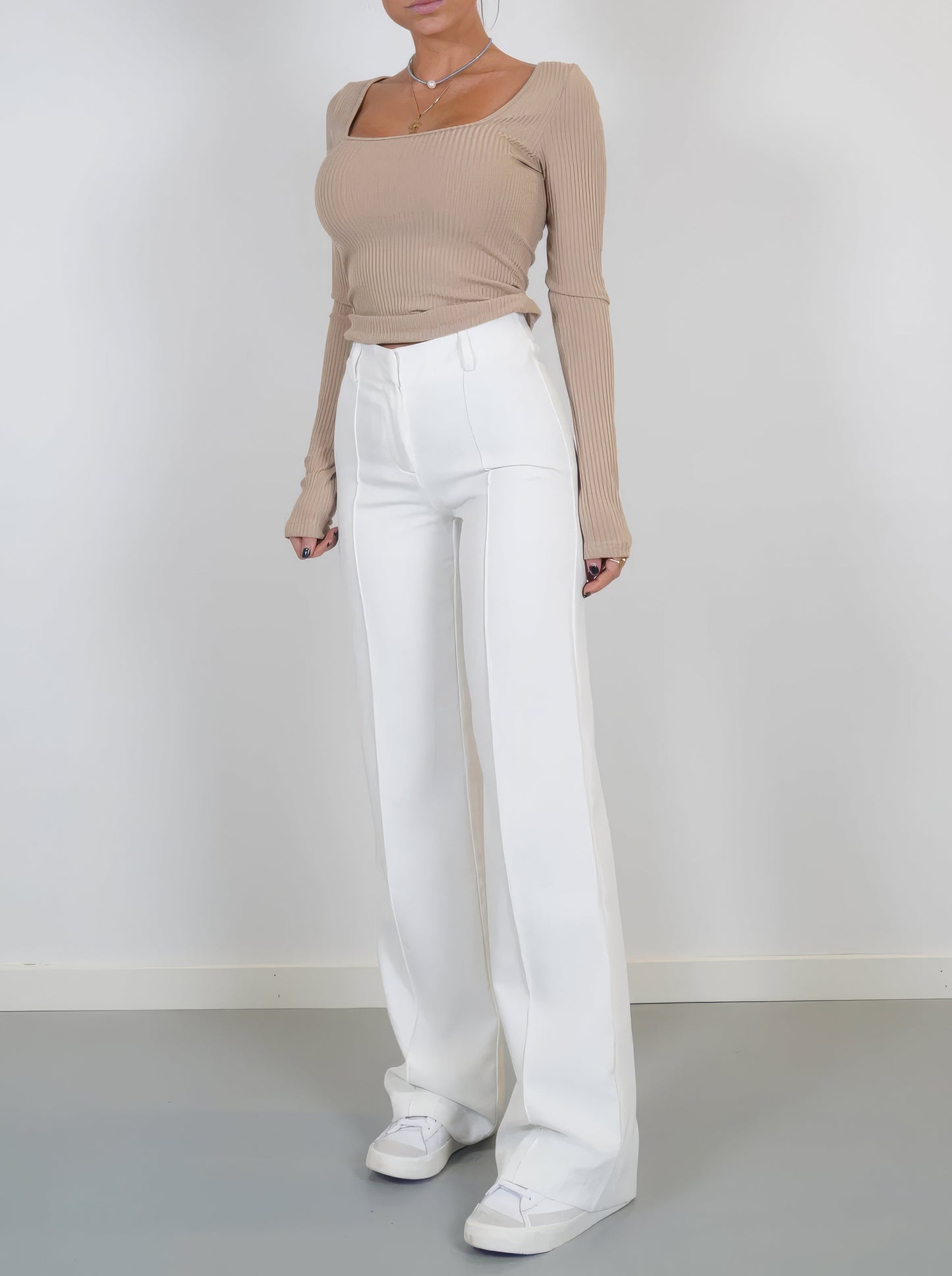 Casual band pleated pants for ladies