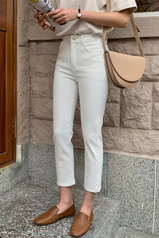 Eva | Women's White Straight-Leg Jeans