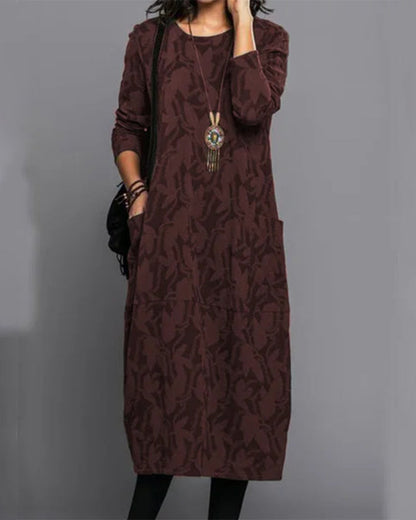 LP | Long-sleeved pocket dress with print