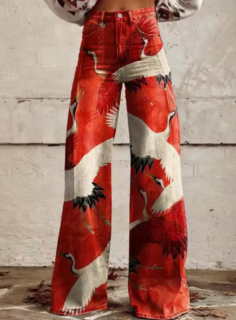 Wide pants with colorful print