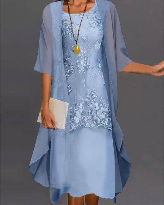 elegant two-piece chiffon dress